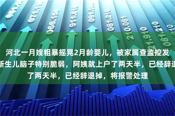 河北一月嫂粗暴摇晃2月龄婴儿，被家属查监控发现，宝妈发声：新生儿脑子特别脆弱，阿姨就上户了两天半，已经辞退掉，将报警处理